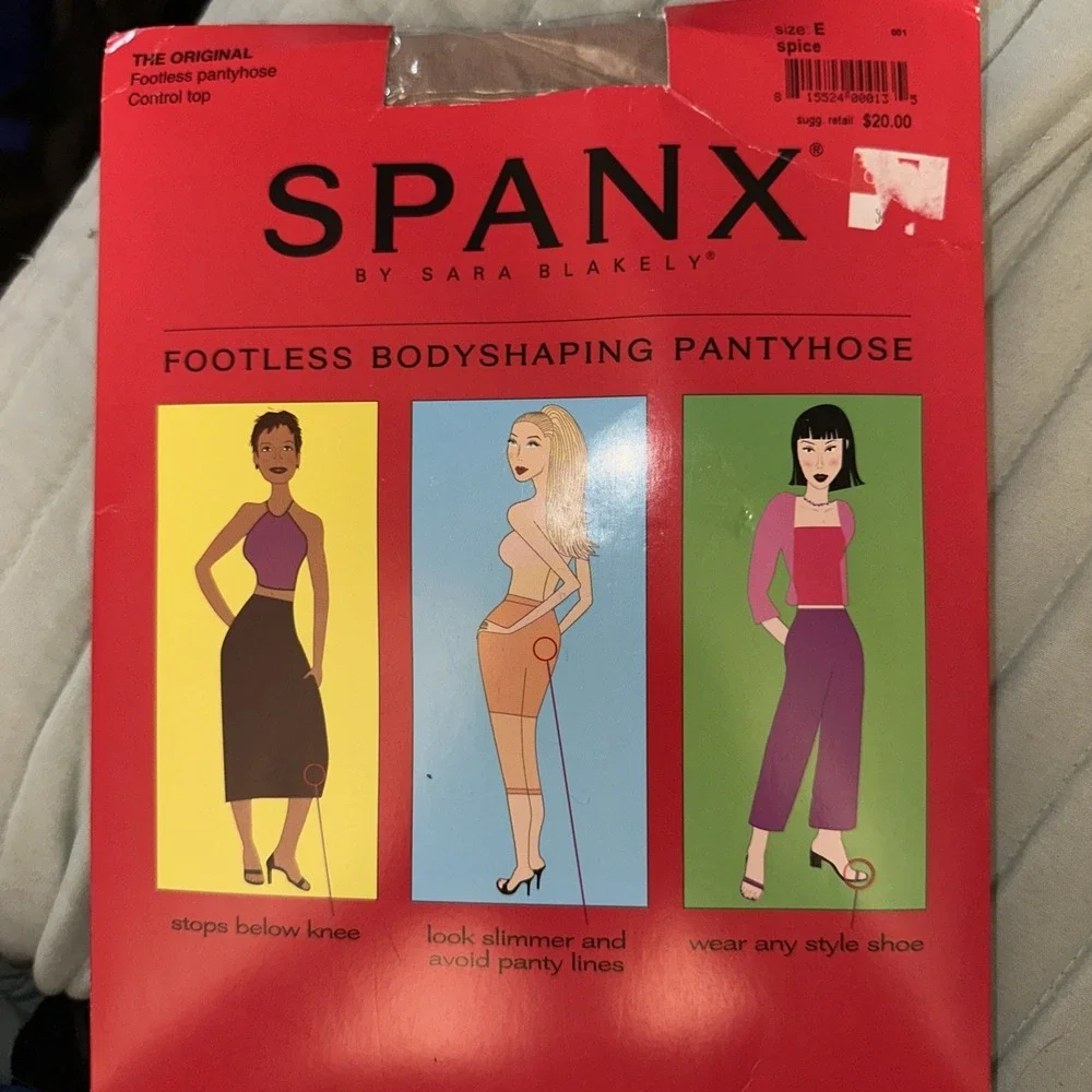 SPANX FOOTLESS BODYSHAPING PANTYHOSE Sz E Control Top Spice Below Knee NEW